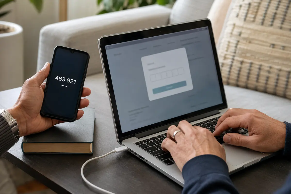 Un code temporaire transmis d’un téléphone à un ordinateur sans partager le mot de passe principal