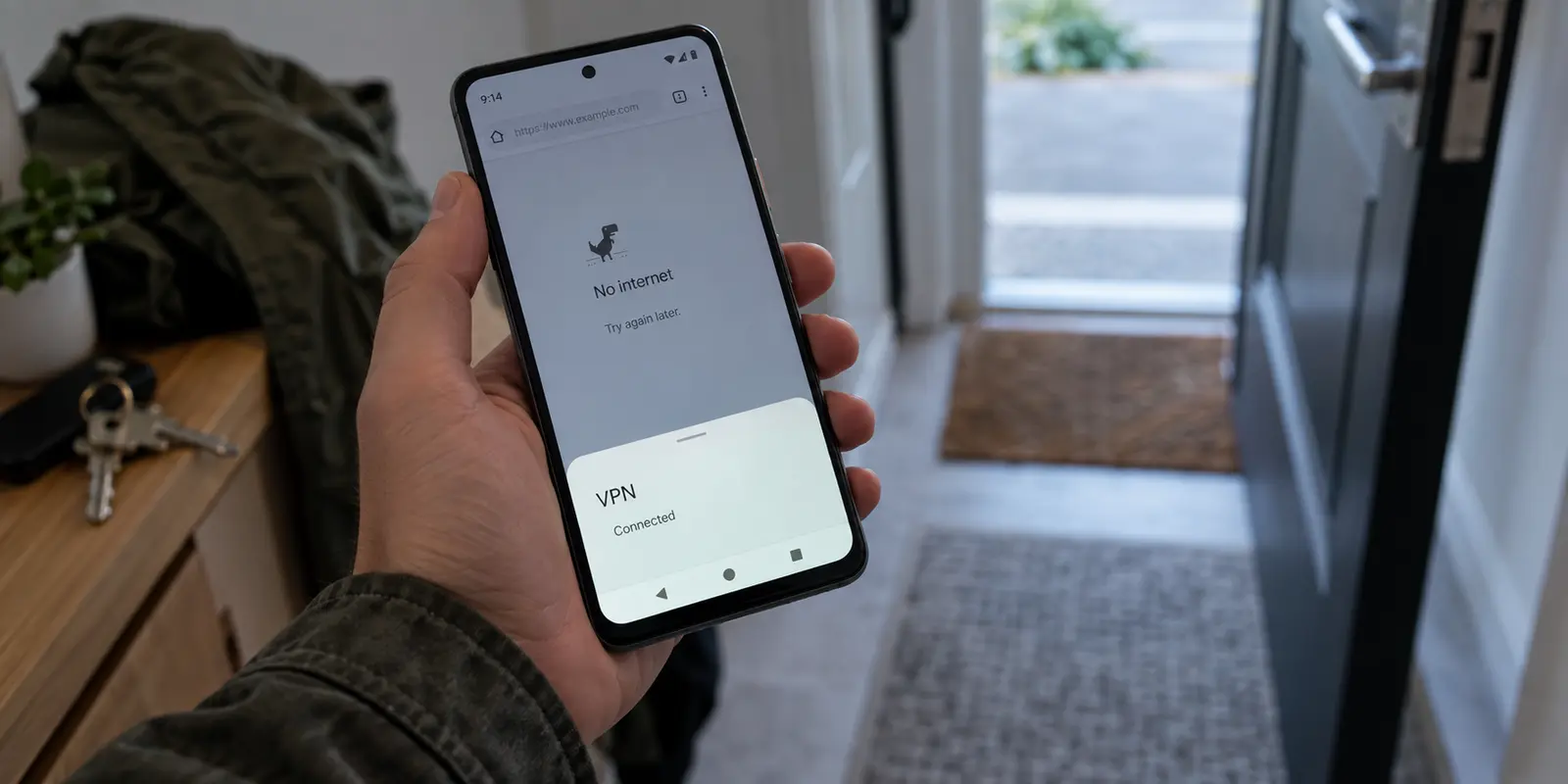 An Android phone showing no internet even though its VPN status is connected