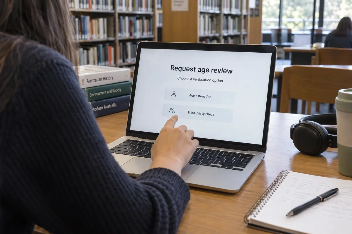 An eligible user opens an official age-review form with privacy-respecting verification options.