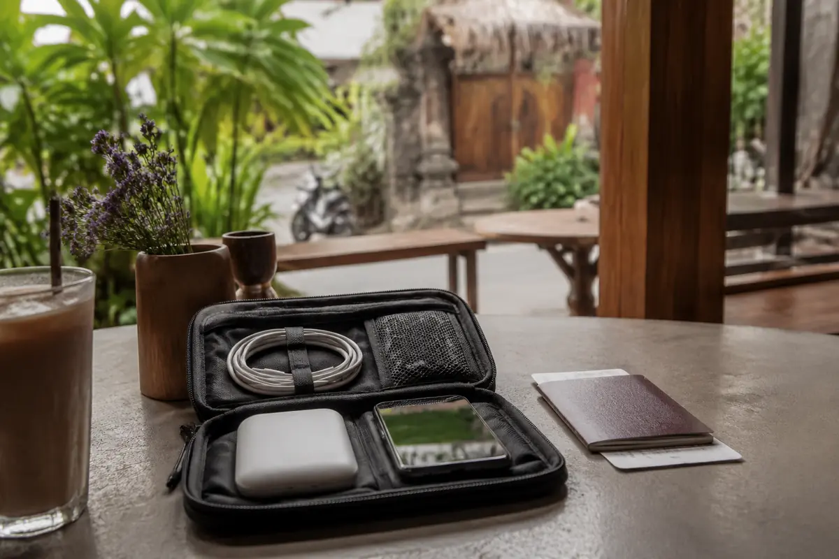 Editorial view of the travel connection, device, and surrounding environment