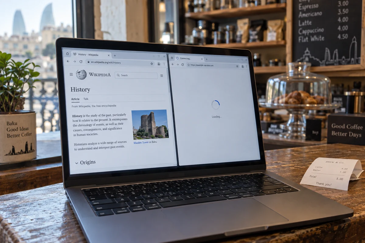 One browser window loads while another continues connecting.
