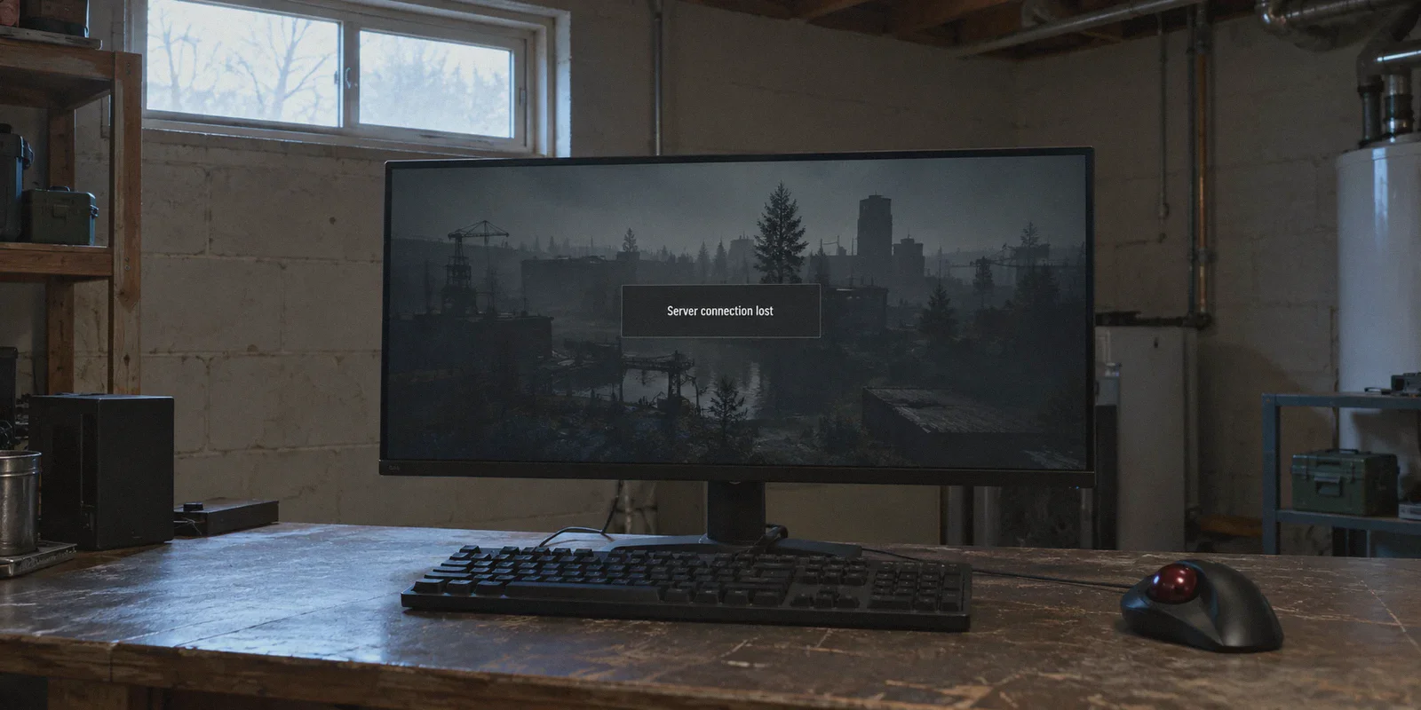 Gaming monitor showing Server connection lost