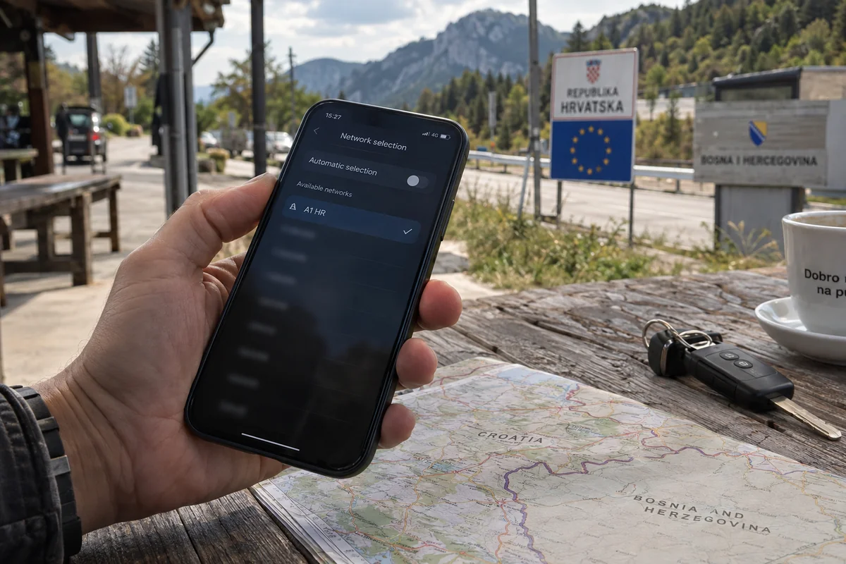 Manual selection of a Croatian mobile network near a border