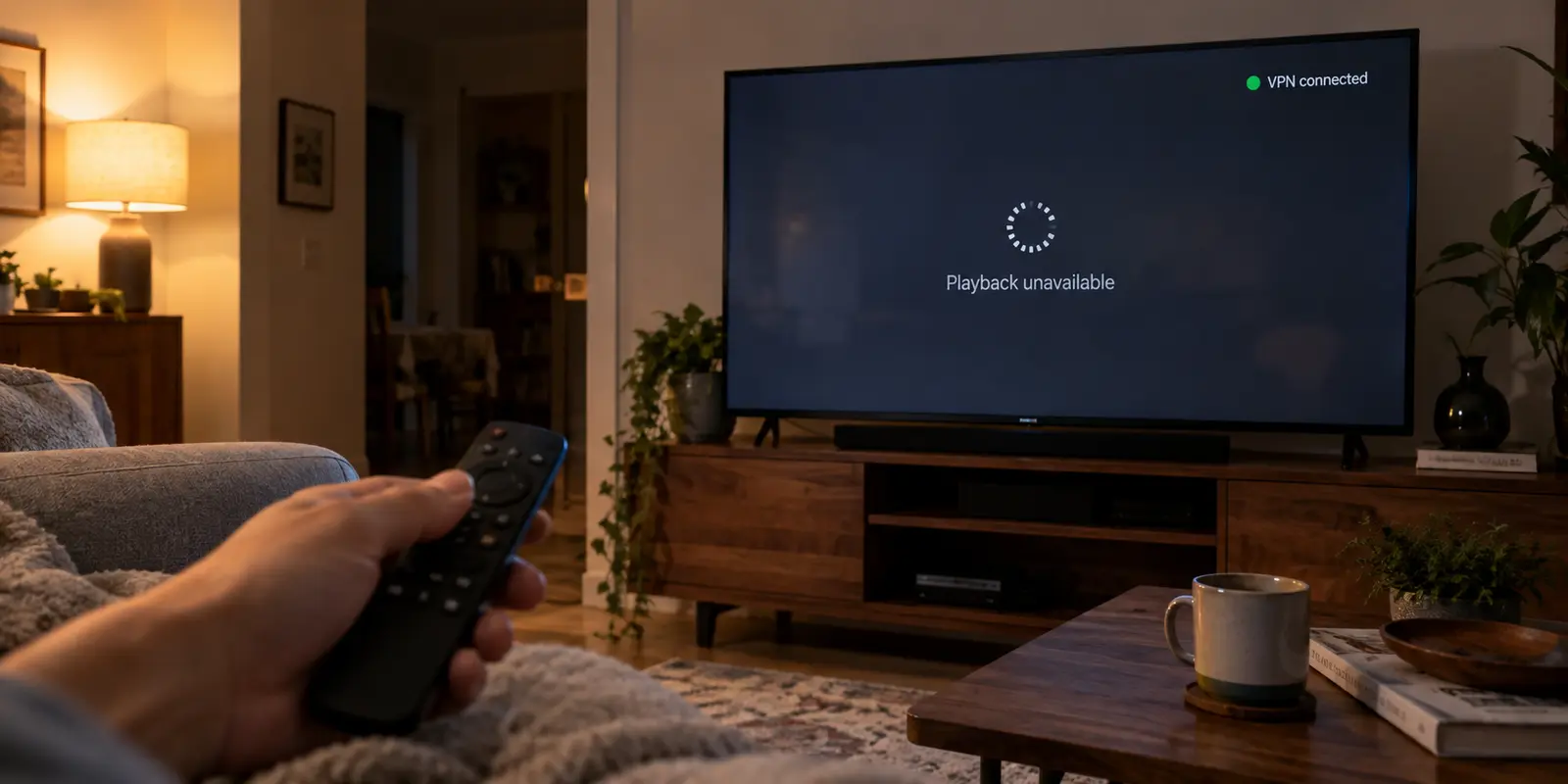 Google TV-style streaming screen blocked even though the VPN is connected