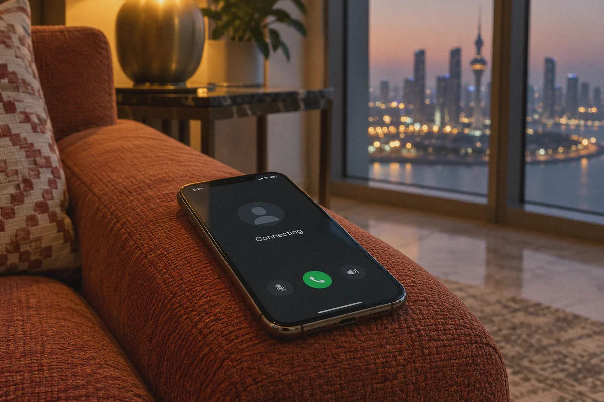 A phone waiting for an outgoing call to connect.