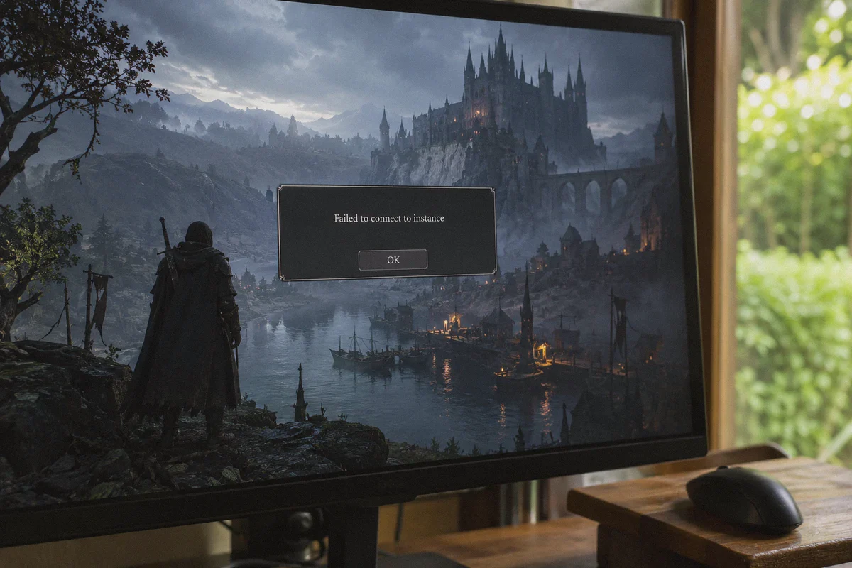 A game monitor showing an instance connection failure.