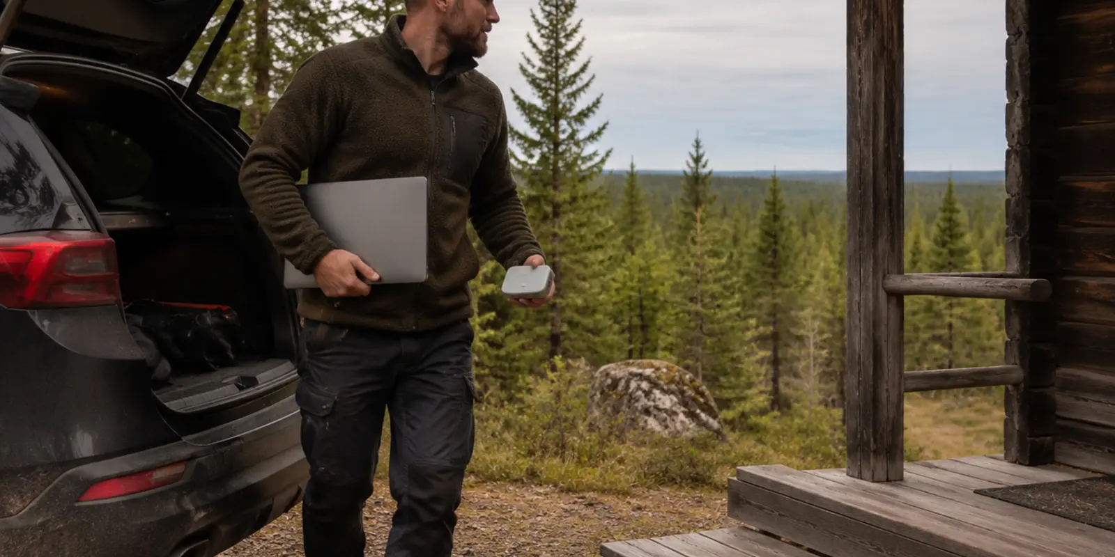 A remote upload paused as a vehicle moved through changing northern Swedish coverage.