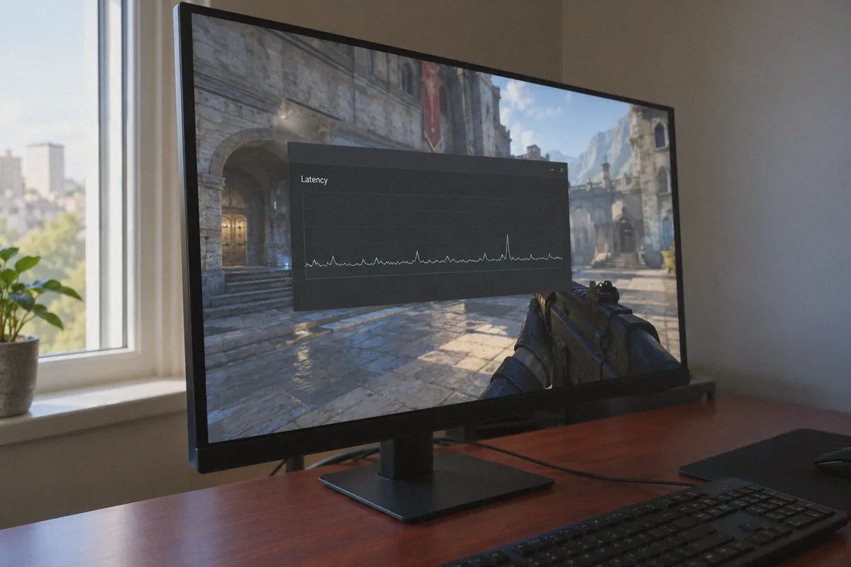 An uneven latency trace displayed within a game settings window.