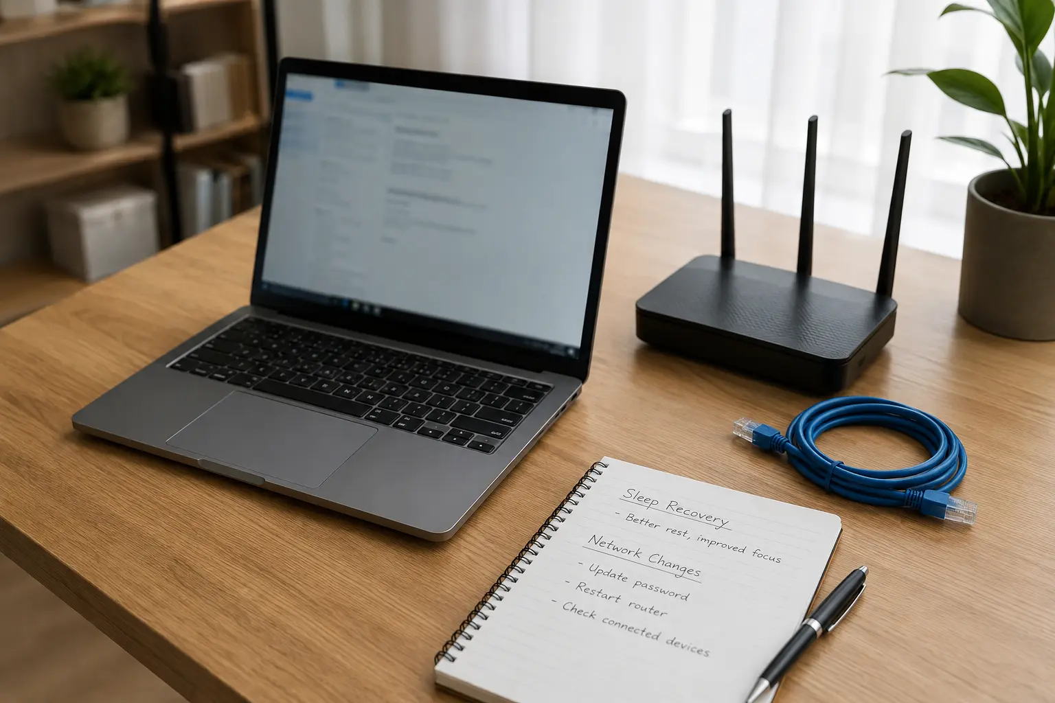 A realistic visual summary of the device and network state