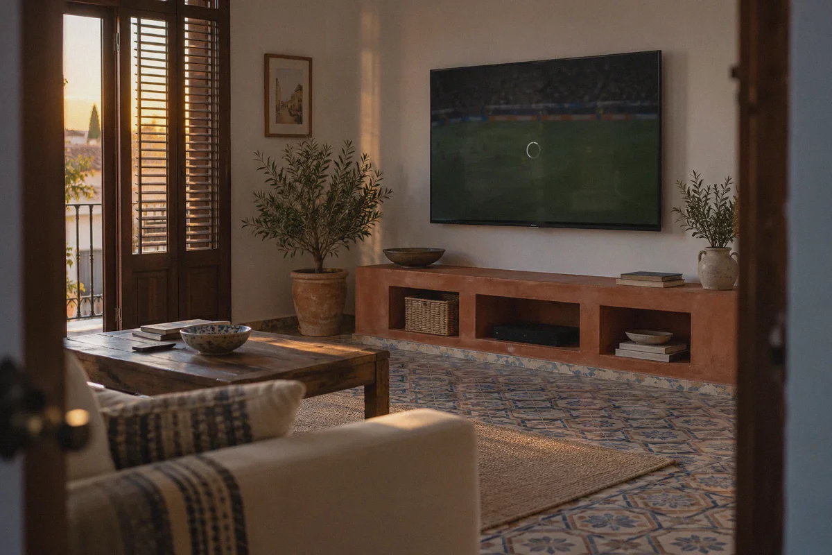 Football stream waiting to load on a television