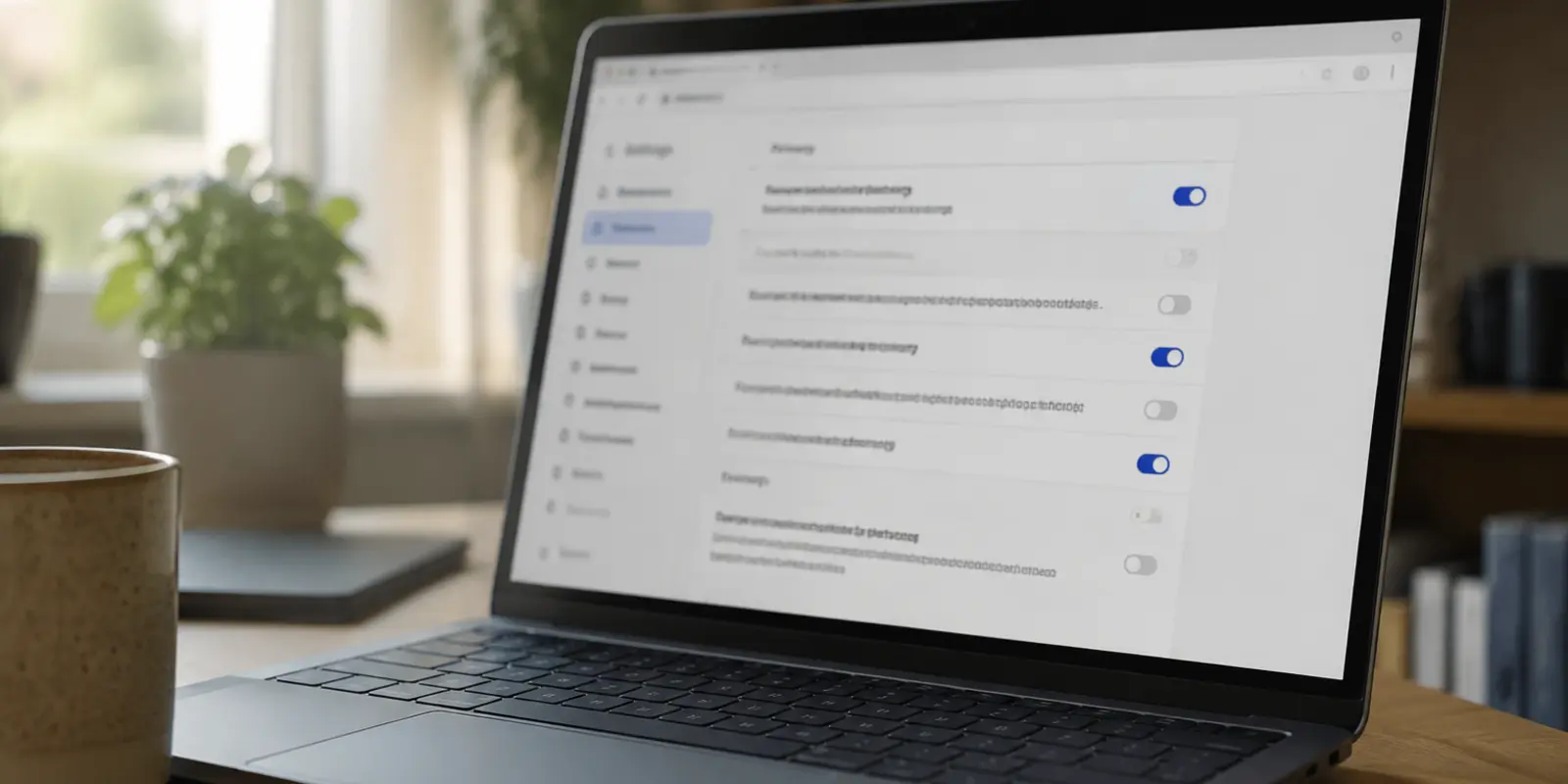 Laptop mit geöffneten Datenschutzeinstellungen