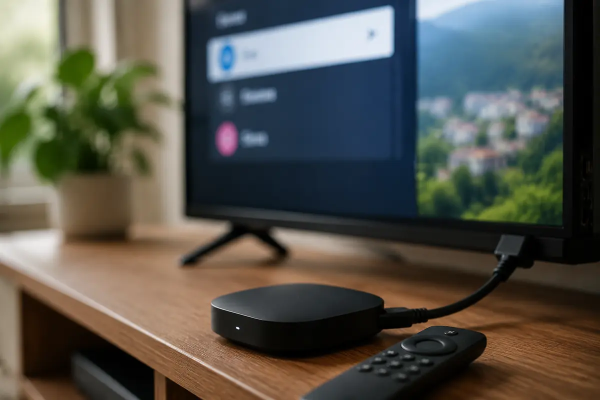 Fernseher mit stockender Videowiedergabe im Wohnzimmer