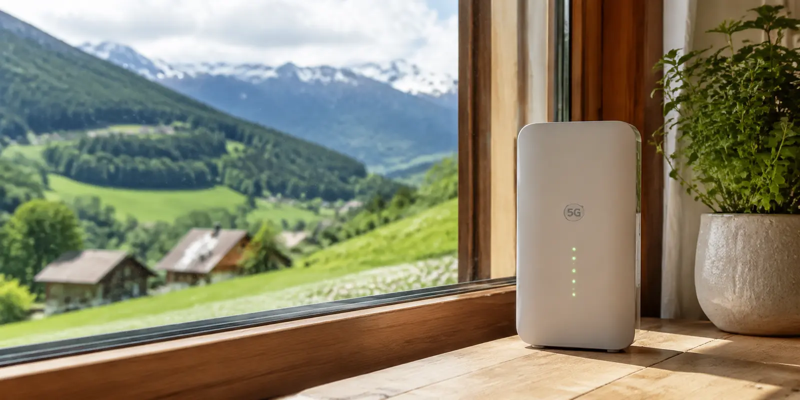 5G-Router an einem Fenster in Österreich