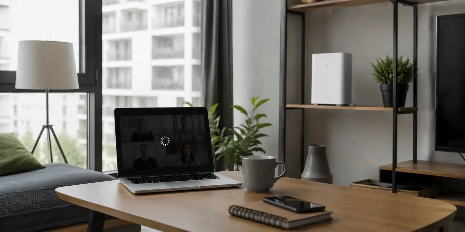 NetCube und Laptop in einer Wohnung