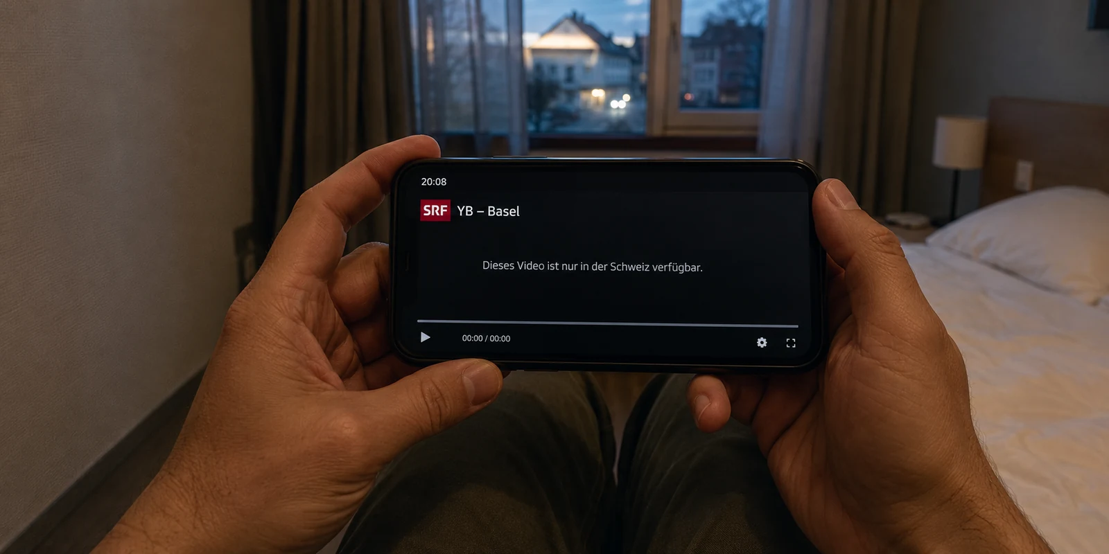 Kurz vor YB gegen Basel meldet Play SRF auf dem Telefon eine Beschränkung auf die Schweiz.