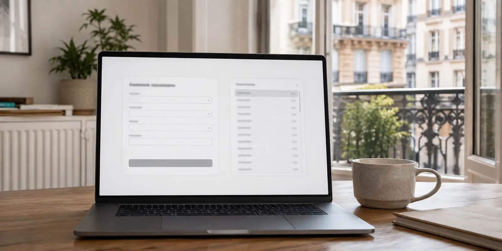 Ein französischer Laptop zeigt ein neutrales Altersprüfungsformular.