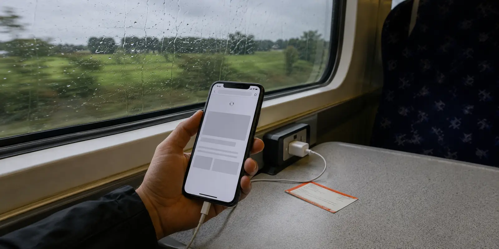 Ein Smartphone lädt im britischen Zug nicht weiter, während die Verbindung wechselt