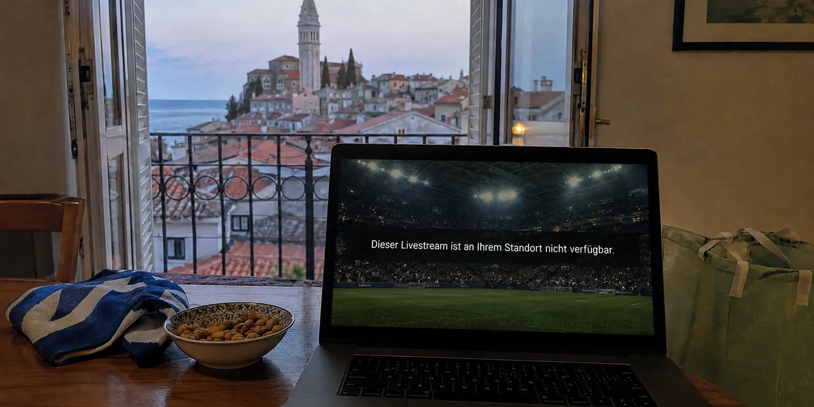 Deutscher Fußball-Livestream mit Standortbeschränkung in einer Ferienwohnung in Rovinj