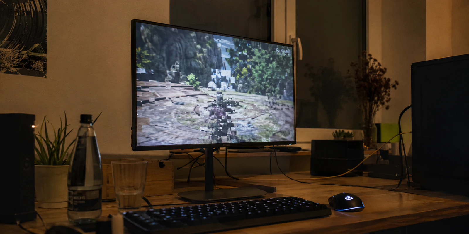 Ein Online-Spiel stockt am Abend auf einem per Ethernet verbundenen Desktop-PC