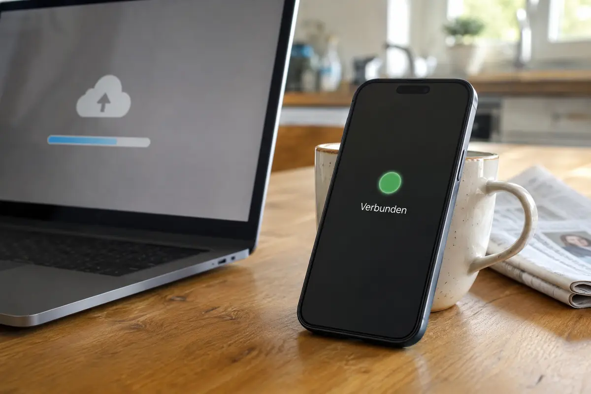 Laptop und Handy nutzen eine VPN direkt auf den Geräten
