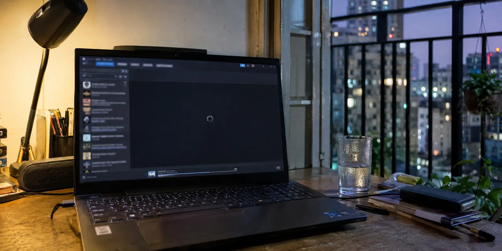 Steam bleibt auf einem Laptop in Ho-Chi-Minh-Stadt beim Laden hängen