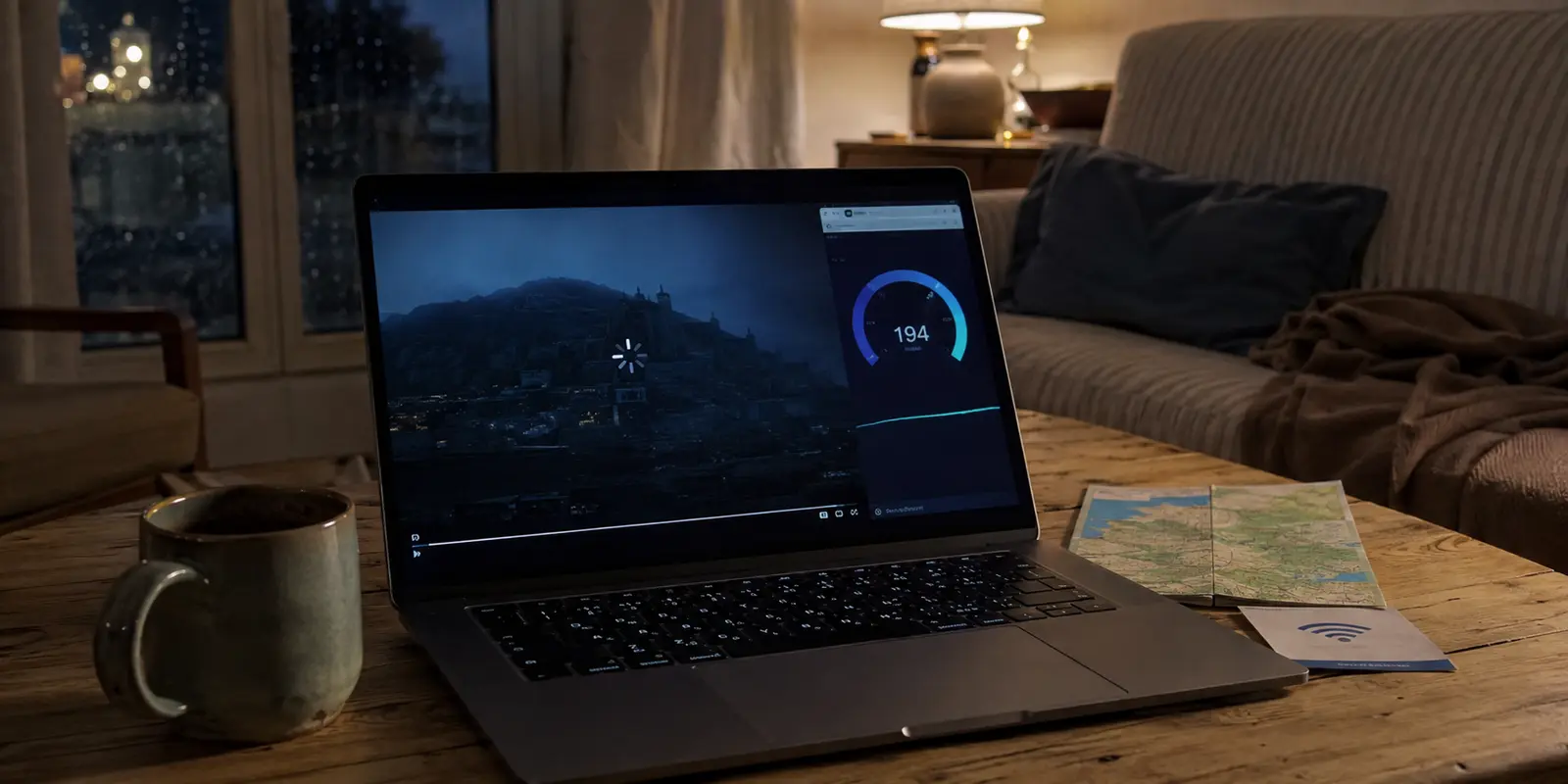 Ein Film puffert auf dem Laptop, obwohl der Geschwindigkeitstest eine schnelle Verbindung zeigt