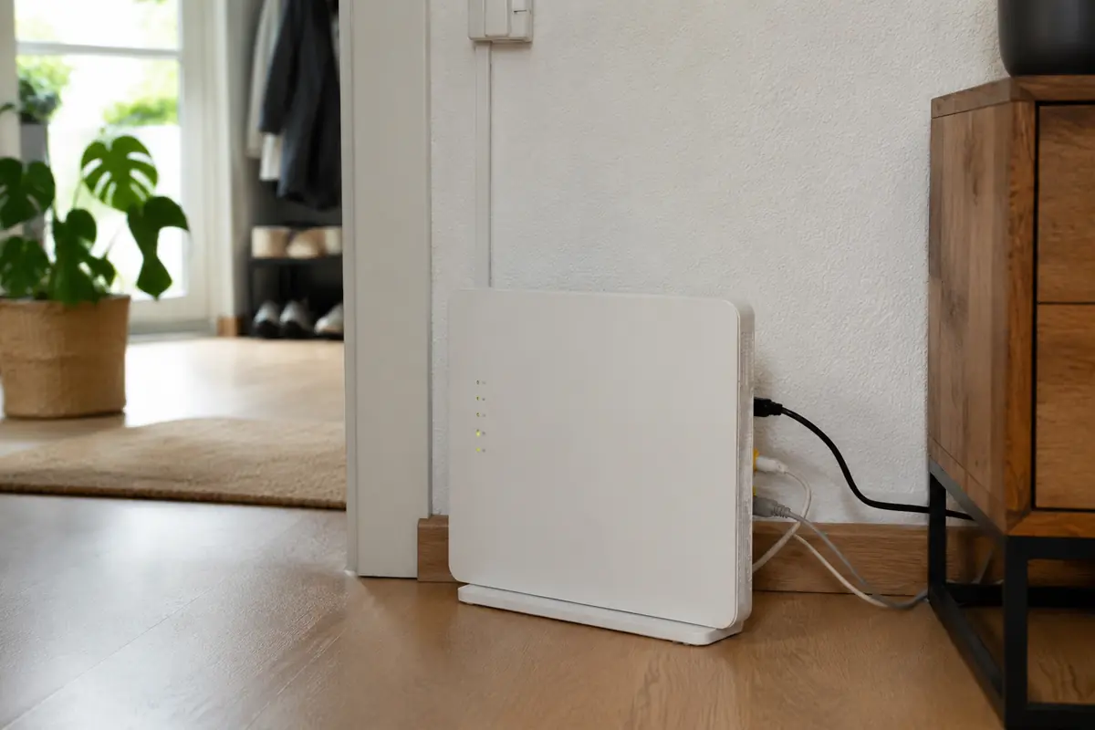 Internet-Router in einer Schweizer Wohnung als möglicher Zugang zum eigenen Heimnetz