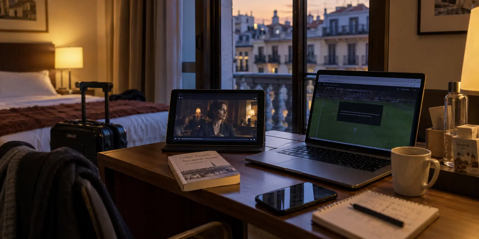 A Turkish traveler in Madrid sees a drama play while a football stream is region-restricted