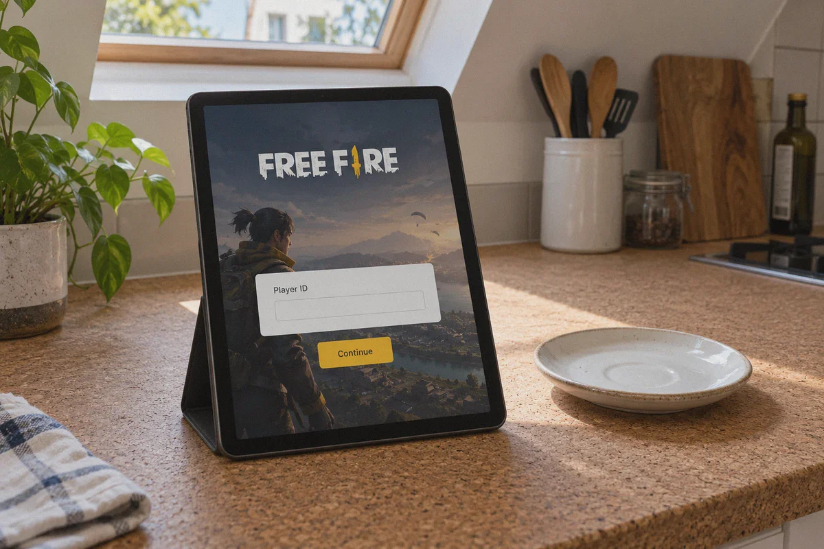 A Free Fire web top-up form asking for a Player ID.