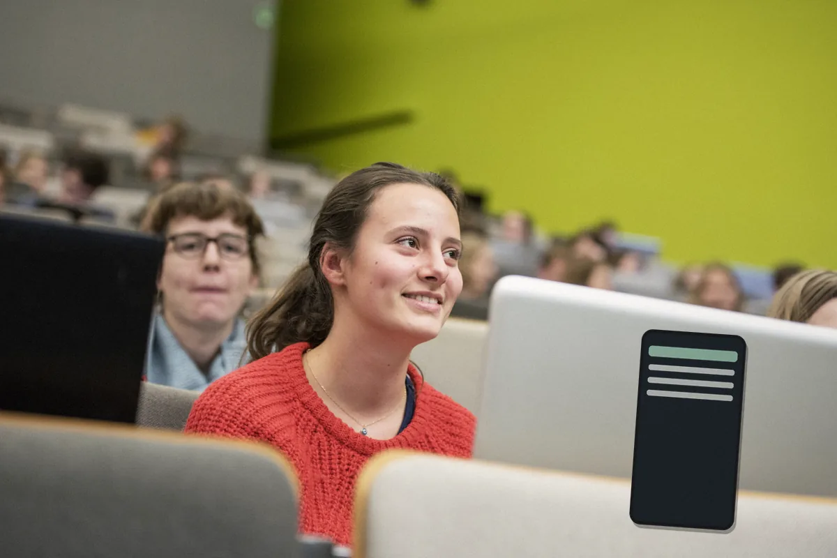 A student laptop with a smartphone ready for a separate network test
