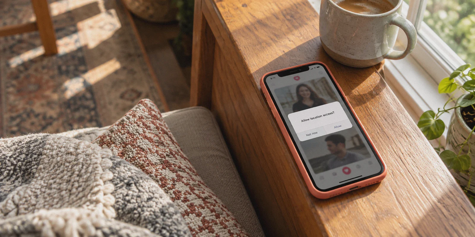 Phone requesting access to location services.