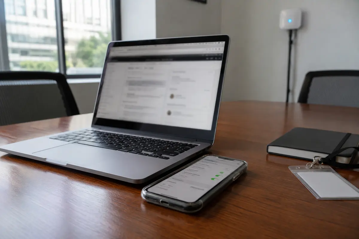 Même ordinateur testé via le partage de connexion du téléphone dans une salle de réunion