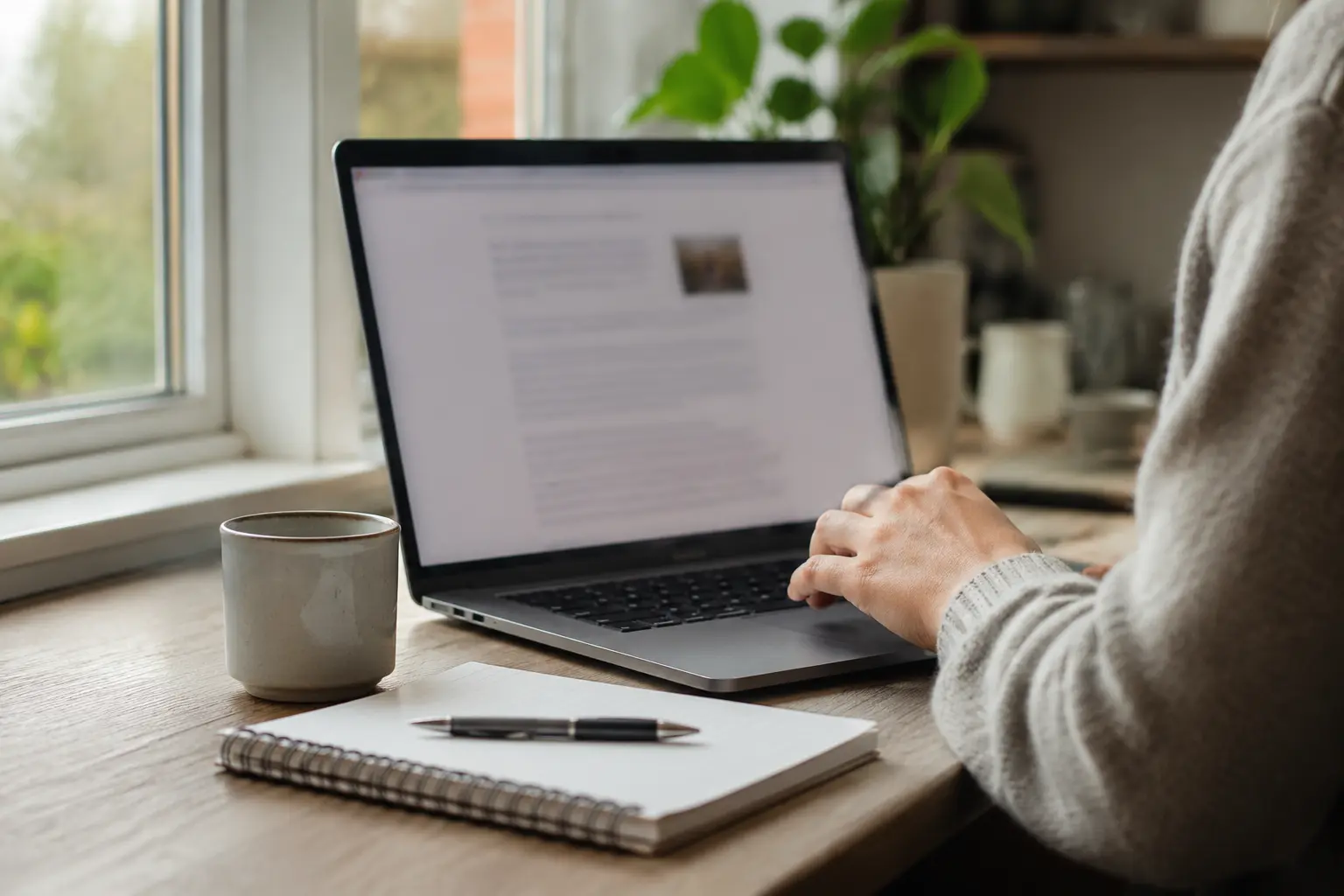 Ruhiges Weiterarbeiten an einem Laptop nach der Einrichtung des Datenschutzschutzes
