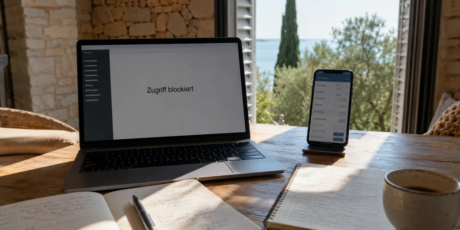 Arbeitsportal auf dem Laptop blockiert, während es auf dem Telefon geöffnet ist