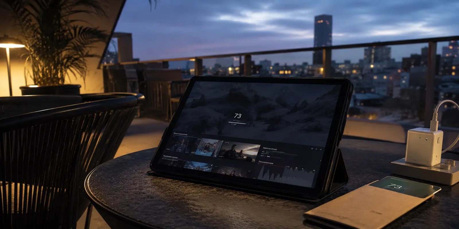 Tablet em um hotel no Brasil mostrando uma falha de reprodução com o código 73