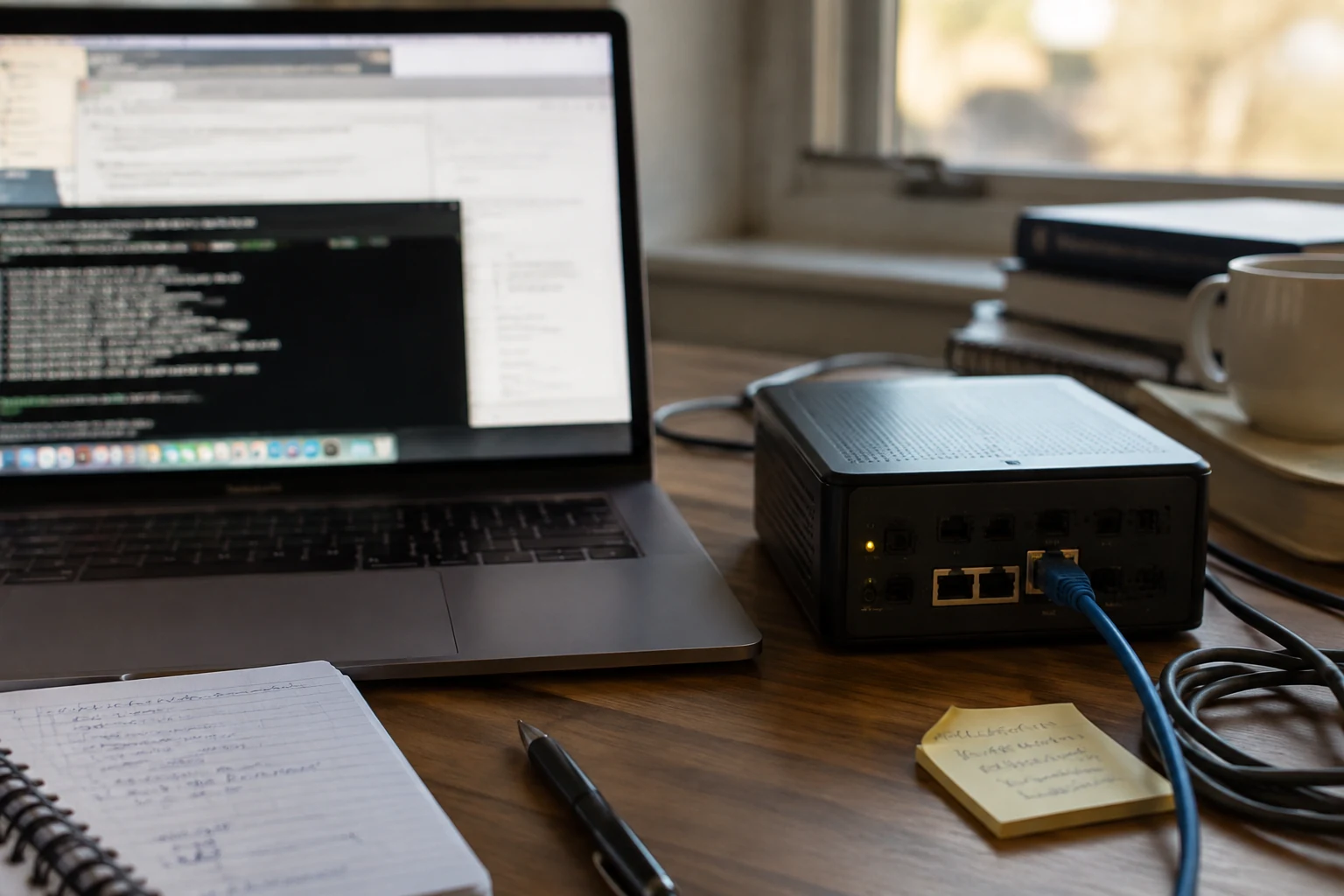 Le matériel et les couches visibles sur le bureau aident à isoler l’endroit où la résolution DNS se rompt.