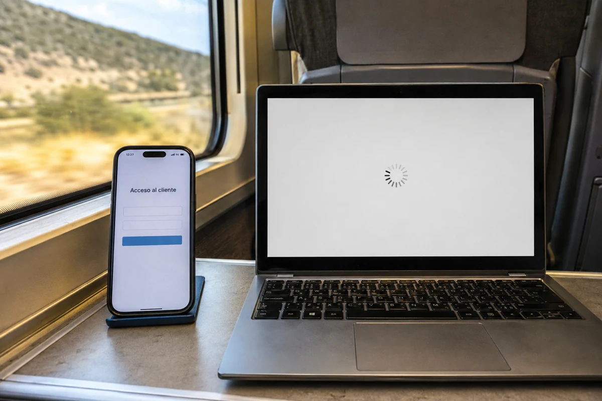 La misma página carga con datos móviles mientras el portátil sigue esperando en otra ruta