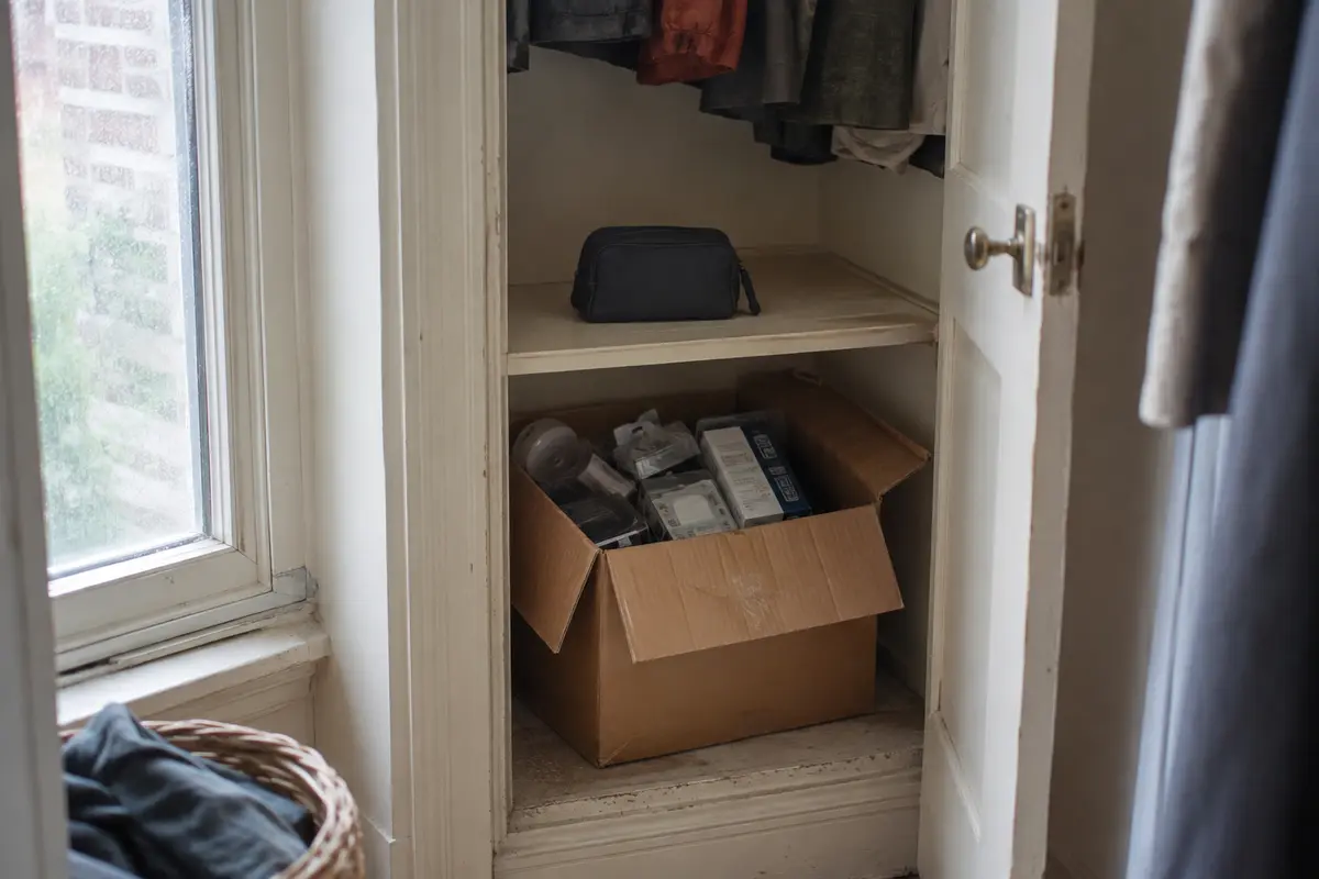 Una herramienta sencilla y de uso frecuente separada de una caja llena de accesorios sin utilizar
