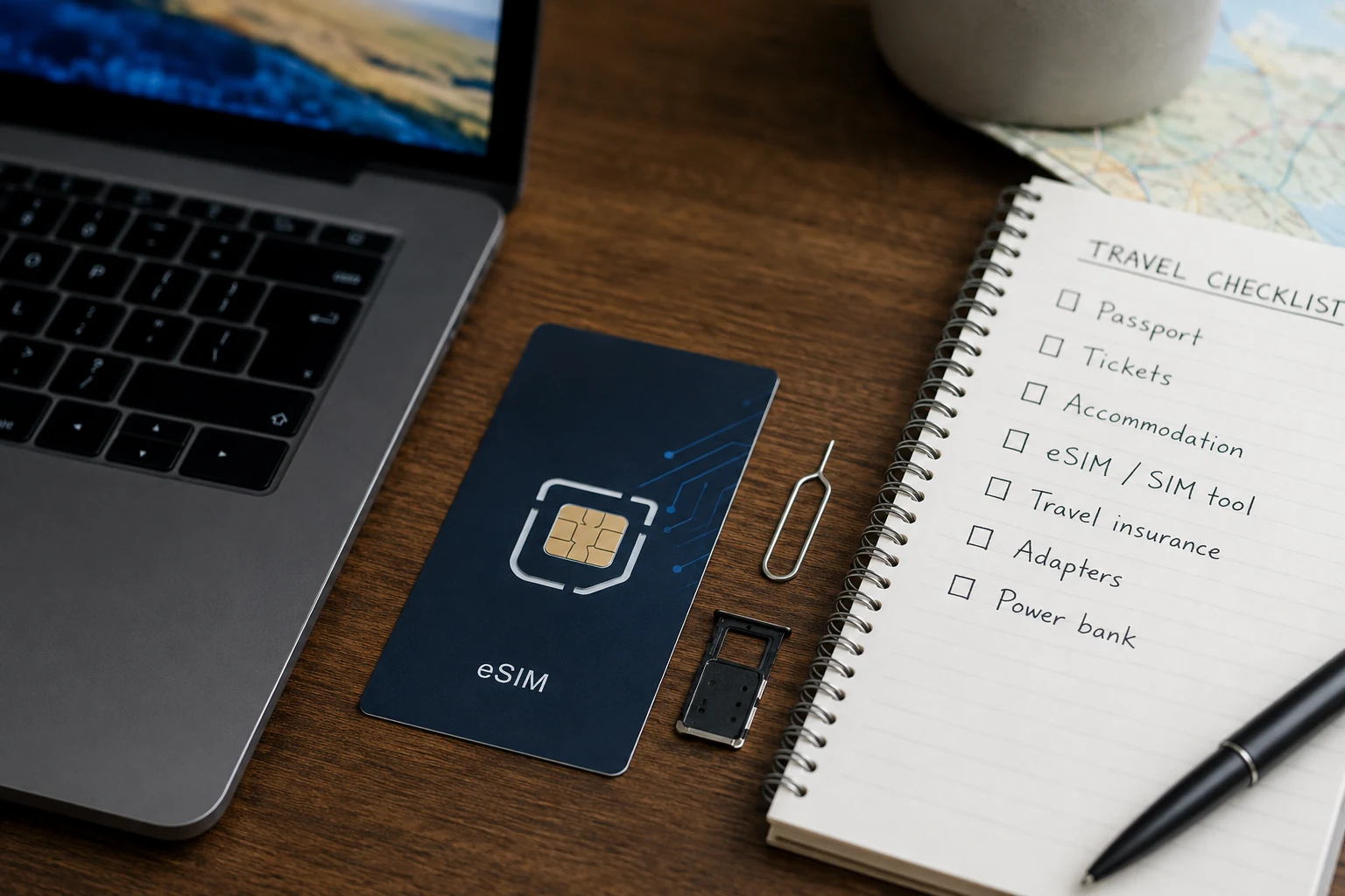 Préparer la ligne, l’eSIM et le VPN formait une seule checklist avant le départ.