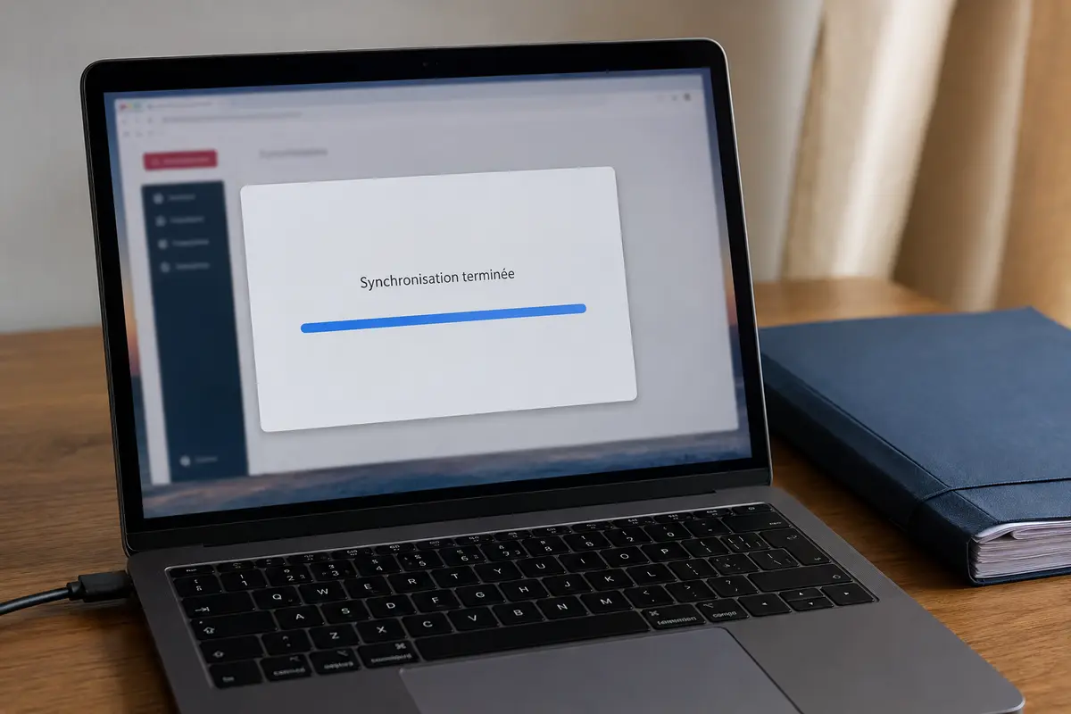 L’application de bureau termine la synchronisation du dossier après avoir rejoint la même connexion