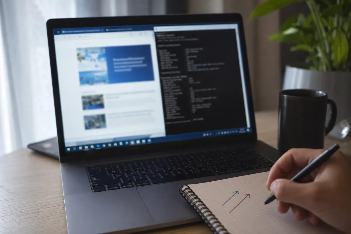 Un contrôle réseau effectué côte à côte dans le navigateur et sous Windows