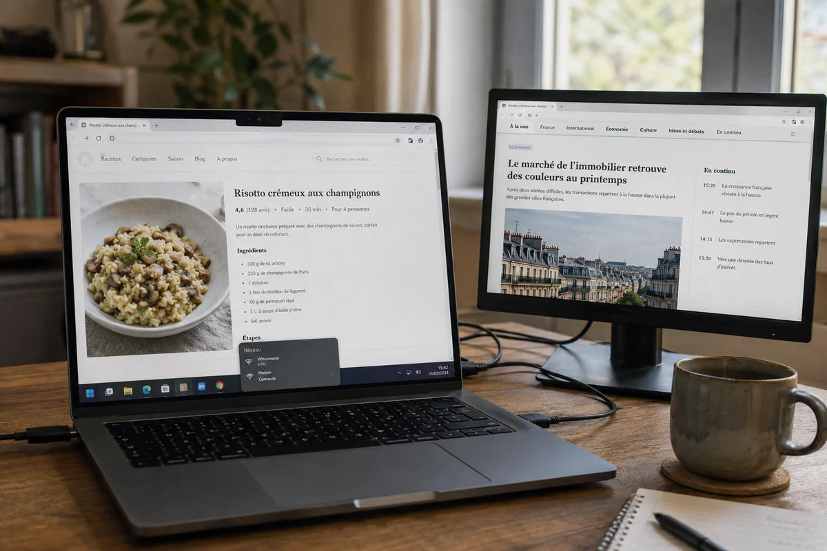 Navigation propre dans deux navigateurs pendant que le VPN reste connecté au niveau de l’appareil