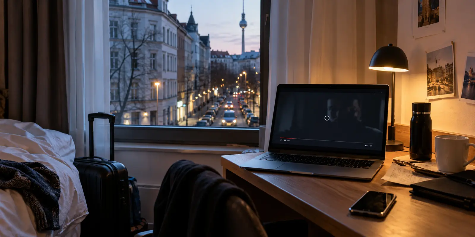 A traveler trying to stream from a Berlin hotel room