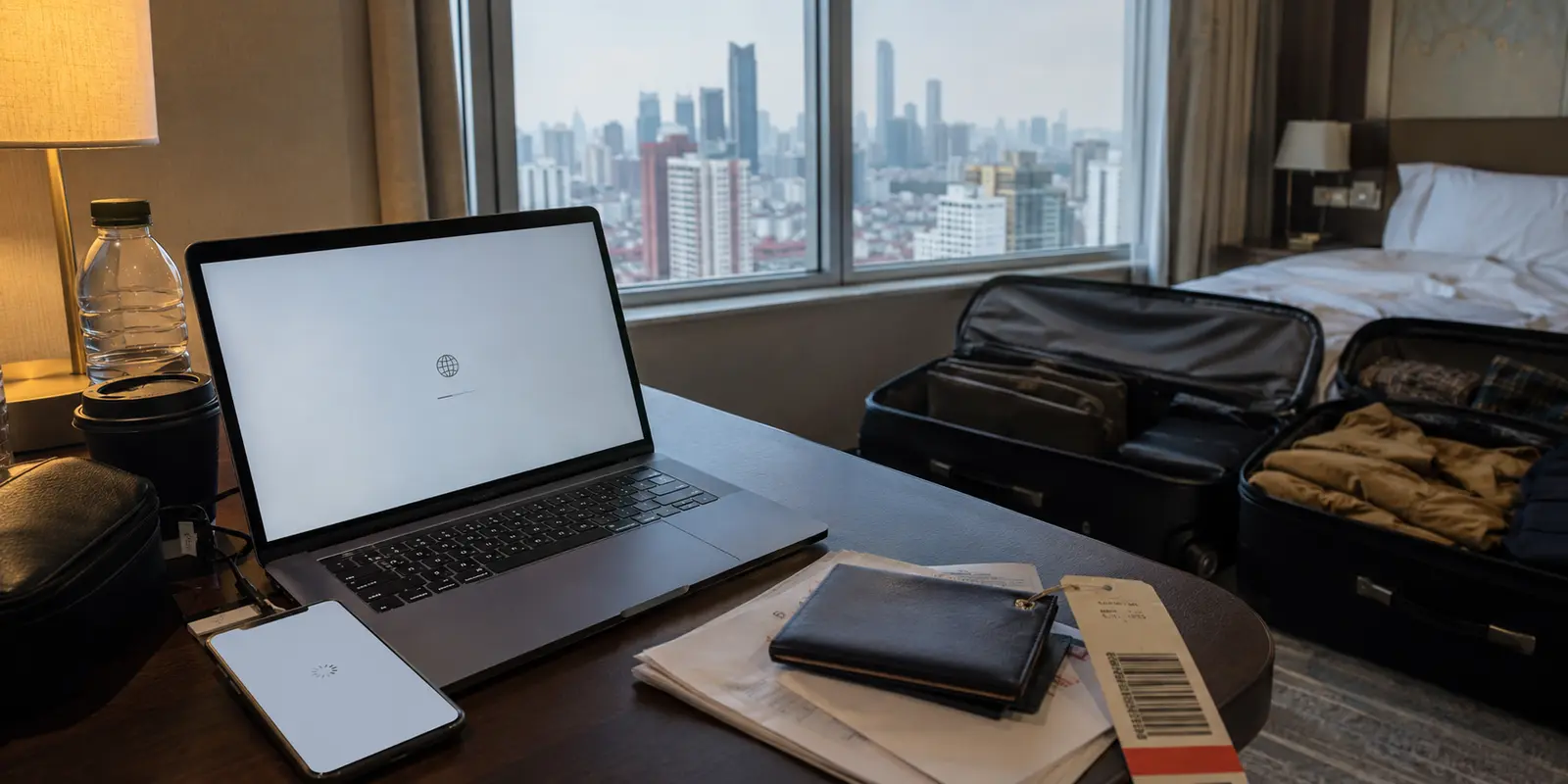 Dans une chambre d’hôtel à Shanghai, les appareils ne parviennent plus à se connecter avant un vol