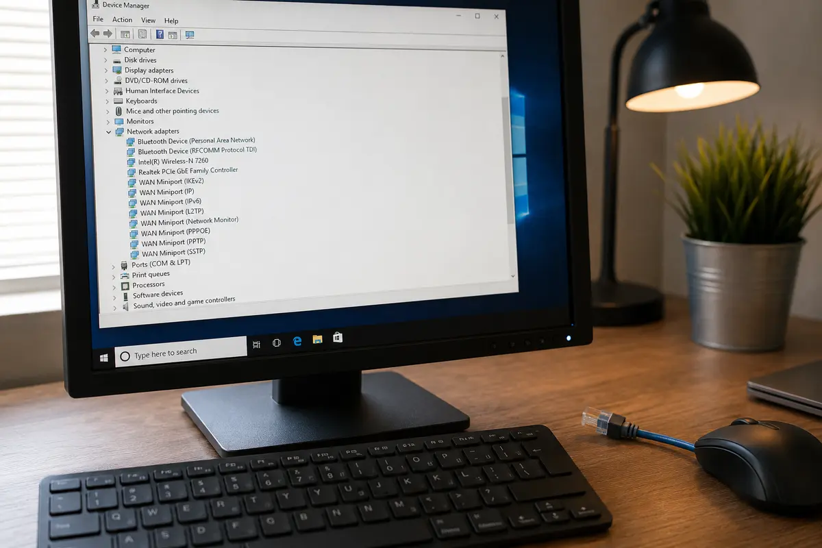 Un ancien adaptateur réseau reste visible après la désinstallation d’un VPN