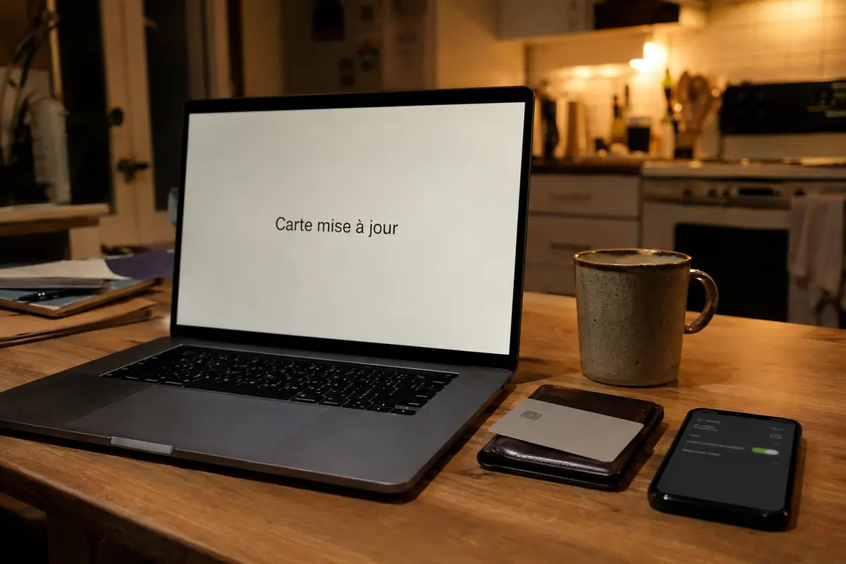 Confirmation de la mise à jour de la carte dans le compte