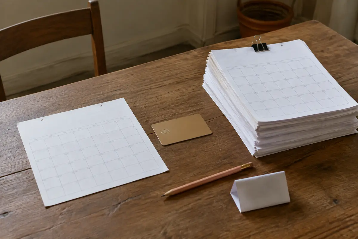 Une page de calendrier isolée comparée à une longue pile de mois