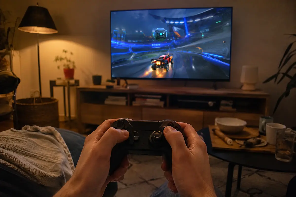 Une partie de cloud gaming fluide jouée depuis un salon