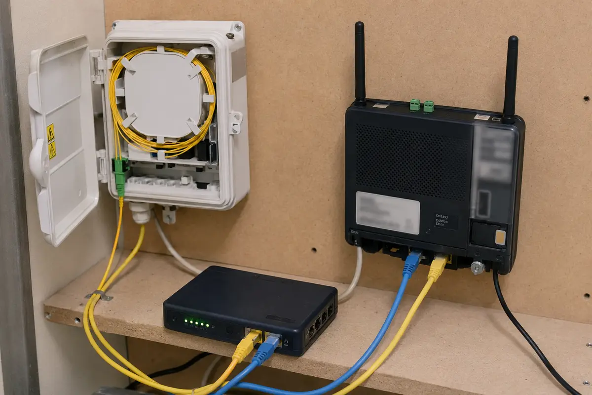 Arrivée fibre et passerelle mobile empruntant deux chemins réseau distincts