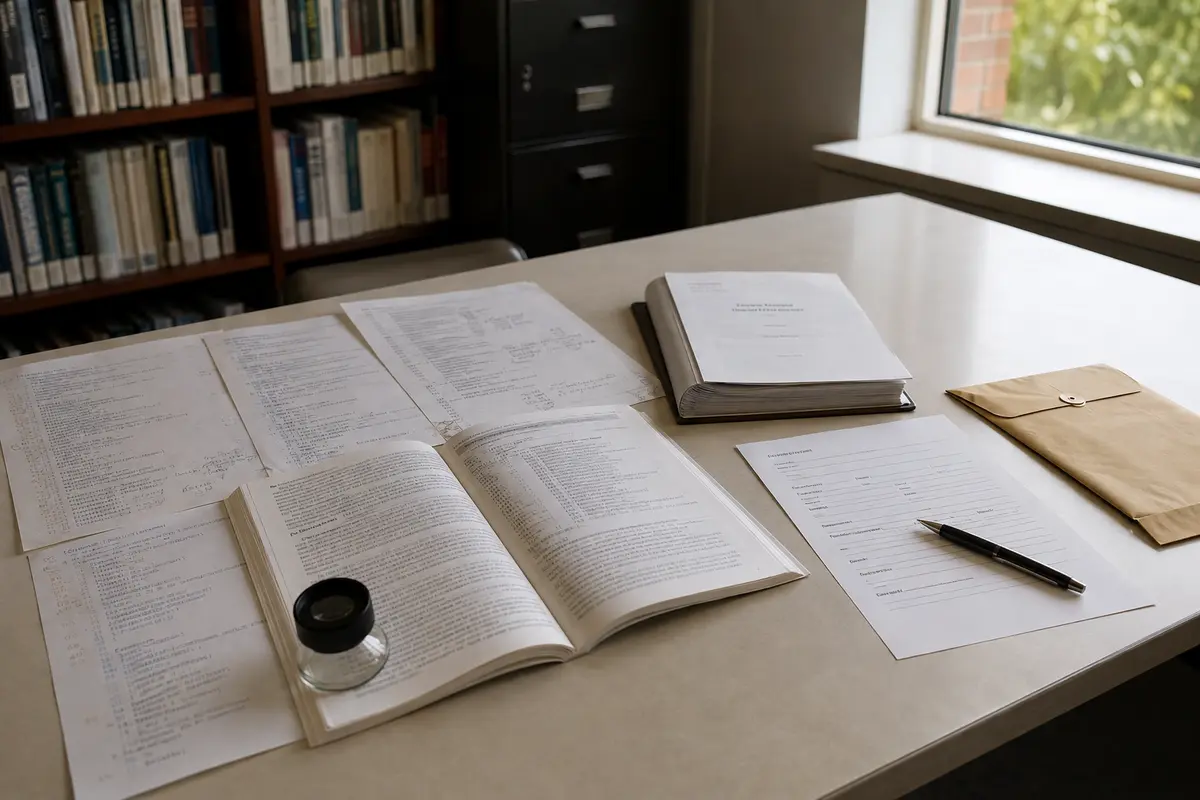 Des pages de code et un rapport d’audit examinés à côté d’un formulaire de compte